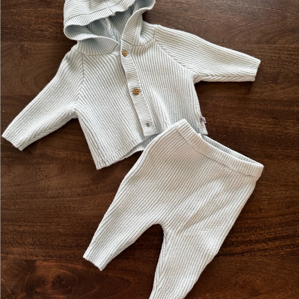 Cozy Knit Baby Set in Light Blue